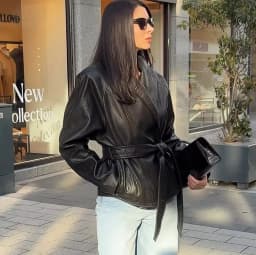 Original Trendy 2026 Brown Shawl Collar Faux Leather Coat Women Autumn Belted Coat  Brand Hot Fashion Girls PU Leather Jackets