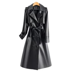 2024 High-quality Leather Trench Coat Women's Sheepskin Outerwear X-long Windbreaker Autumn Winter Lady Streetwear Overcoat 5xl
