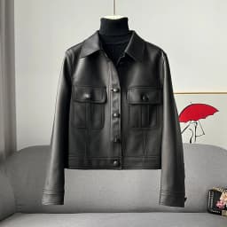 Short Genuine Leather Jacket Women's Collar Sheepskin Workwear Outerwear Autumn 2026 New Arrival Chinese Production