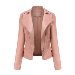 Motorcycle PU Leather Jacket for Women, Fashionable Lapel, Black Motorcycle Jacket, Zipper windproof jacket