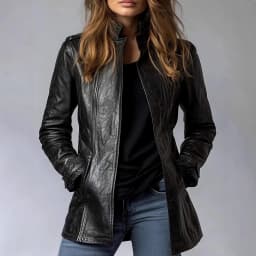 Women PU Leather Coats Solid Short Jackets Long Sleeves Stand Collar Zipper Thin Skinny Slim Fit Office Lady Casual 2025 Autumn