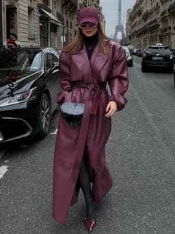 Fashion Belt Long Leather Coat Women Loose Lapel Full Sleeve Pocket Solid Overcoat 2026 Spring Autumn Lady Street Outwear New