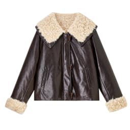 SENTUBILA Faux Fur Faux Leather Coat Women's Winter Wide 2026 Horn Buttons Loose Jacket Warm Vintage Plush Outerwear W64PD8069
