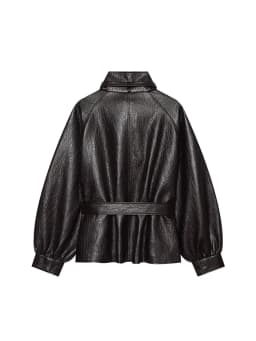 Women's Leather Jacket Fashion Loose Fit Faux PU Short Coat New Female Stand Collar Streetwear Casual Black Long Sleeve Jacket