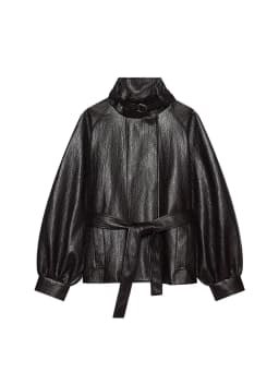 Women's Leather Jacket Fashion Loose Fit Faux PU Short Coat New Female Stand Collar Streetwear Casual Black Long Sleeve Jacket