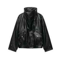 Guobioziy Women's Slim-Fit Pleated Faux Leather Jacket 2026 Spring-Autumn New European Casual Fashion Trend Motorcycle Street