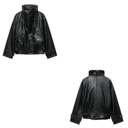Guobioziy Women's Slim-Fit Pleated Faux Leather Jacket 2026 Spring-Autumn New European Casual Fashion Trend Motorcycle Street