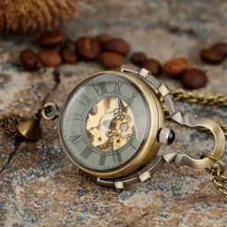 Steampunk Transparent Glass Ball Mechanical Pendant Pocket Watch Chain New Mens P100