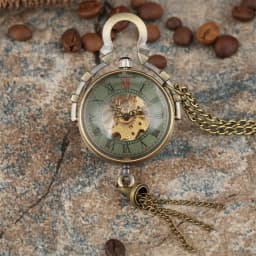 Steampunk Transparent Glass Ball Mechanical Pendant Pocket Watch Chain New Mens P100