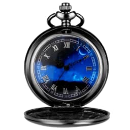 Silver/Black/Gold Smooth Quartz Pocket Watch Men Women Necklace Clock Metal Alloy Watches Pendant with Fob Chain Necklace Gifts