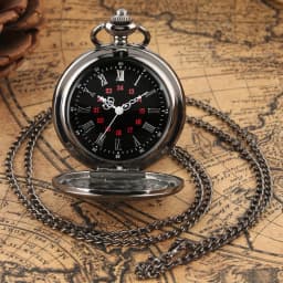 Silver/Black/Gold Smooth Quartz Pocket Watch Men Women Necklace Clock Metal Alloy Watches Pendant with Fob Chain Necklace Gifts