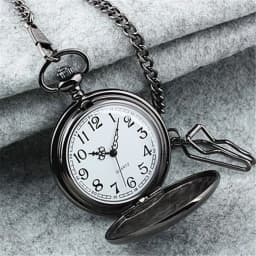 Silver/Black/Gold Smooth Quartz Pocket Watch Men Women Necklace Clock Metal Alloy Watches Pendant with Fob Chain Necklace Gifts