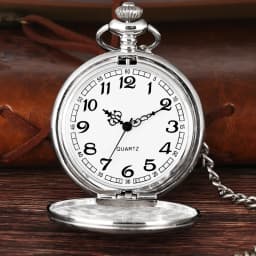 Silver/Black/Gold Smooth Quartz Pocket Watch Men Women Necklace Clock Metal Alloy Watches Pendant with Fob Chain Necklace Gifts