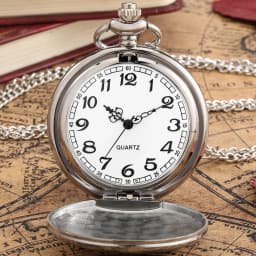 Silver/Black/Gold Smooth Quartz Pocket Watch Men Women Necklace Clock Metal Alloy Watches Pendant with Fob Chain Necklace Gifts