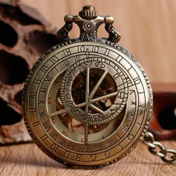 Retro Bronze Roman Number Skeleton Mechanical Pocket Watch Hand-winding Fob Watches Birthday Christmas Gift