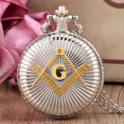 Cool Silver & Golden Masonic Freemason Freemasonry Theme Alloy Quartz Fob Pocket Watch With Necklace Chain Free Drop Shipping