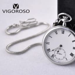 VIGOROSO Waterproof Luxury Smooth Stainless Full Steel Mechanical Pocket Watch Wind Up Sub-dial Skeleton Vintage Antique Clock