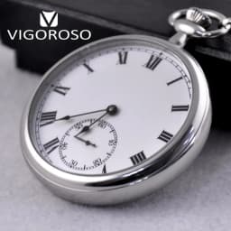 VIGOROSO Waterproof Luxury Smooth Stainless Full Steel Mechanical Pocket Watch Wind Up Sub-dial Skeleton Vintage Antique Clock