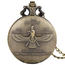 Classic Quotes Good Thought Good Deed Good Word...Bronze Necklace Watch Gift for Men Women Quartz Movement Pendant Chain Clock