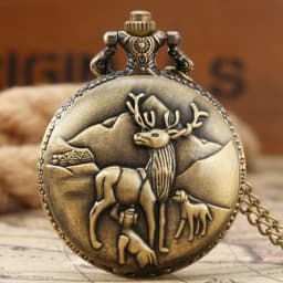 Vintage Bronze Wild Animal Pattern Necklace Watches Wolf/Eagle/Deer/Bear/Horse/Birds Retro Elegant Quartz Pocket Clock
