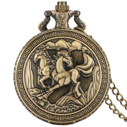 Vintage Bronze Wild Animal Pattern Necklace Watches Wolf/Eagle/Deer/Bear/Horse/Birds Retro Elegant Quartz Pocket Clock
