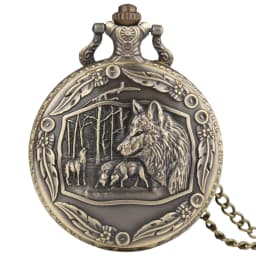 Vintage Bronze Wild Animal Pattern Necklace Watches Wolf/Eagle/Deer/Bear/Horse/Birds Retro Elegant Quartz Pocket Clock