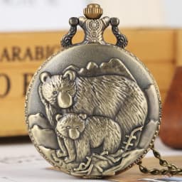 Vintage Bronze Wild Animal Pattern Necklace Watches Wolf/Eagle/Deer/Bear/Horse/Birds Retro Elegant Quartz Pocket Clock