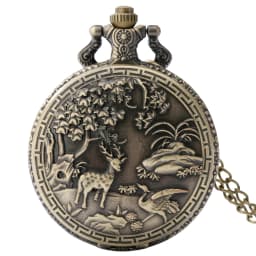 Vintage Bronze Wild Animal Pattern Necklace Watches Wolf/Eagle/Deer/Bear/Horse/Birds Retro Elegant Quartz Pocket Clock