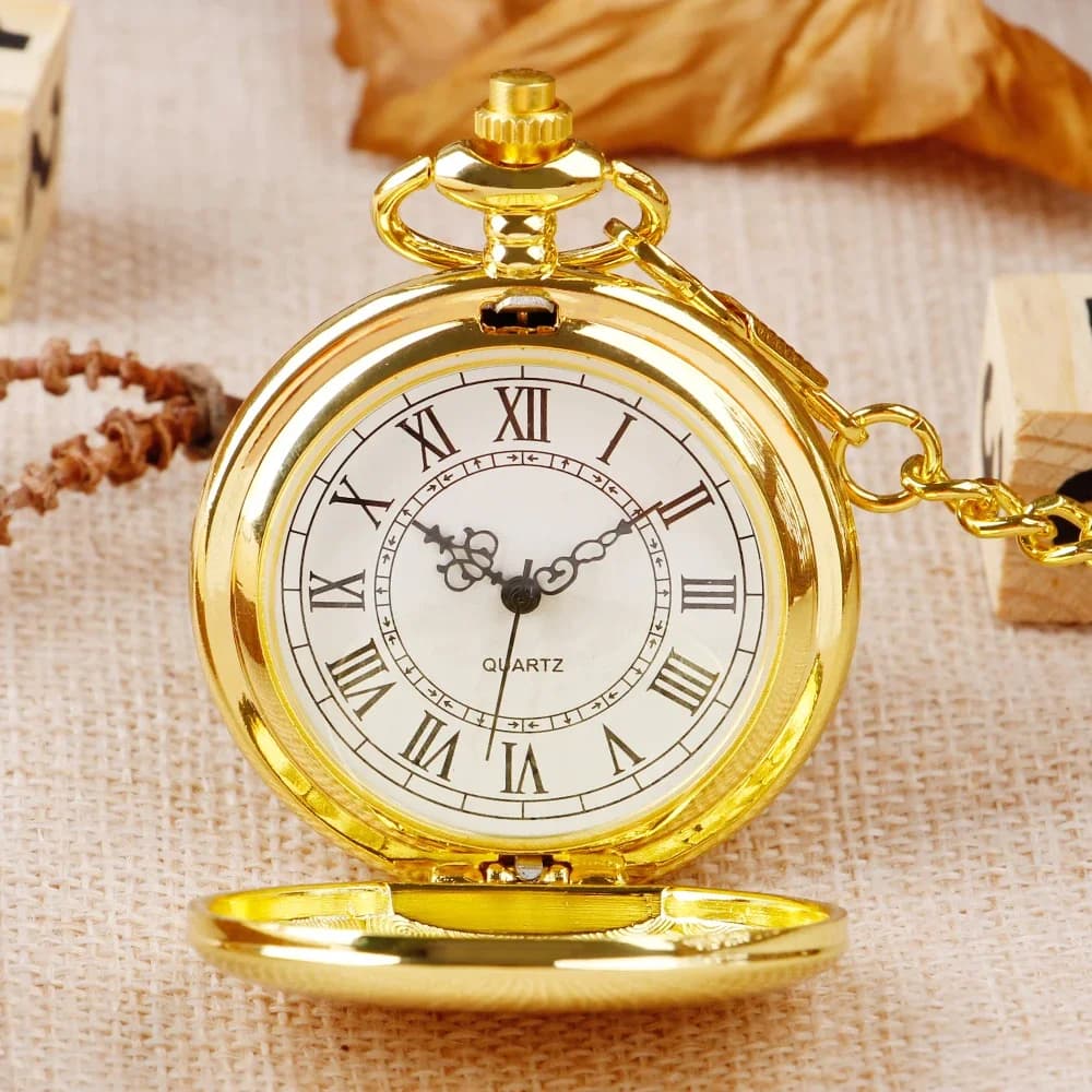 Best Sale Gold Smooth Simple Quartz Pocket Watch Luxury Vintage Exquisite Chain Pocket Watches Necklace Men's Women's Gift
