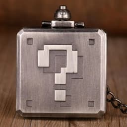 Retro Question Mark Design Pocket Watch for Men Women Creative Square Cool Big Pendant Necklace Clock Gifts Kids