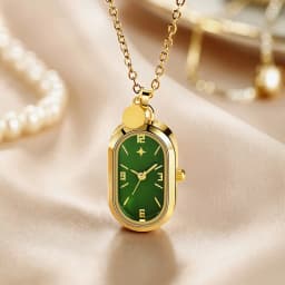 Women's Pendant Watch Oval Necklace Elegant Quartz Pocket Watch Fashion Jewelry Luxurious and Compact Valentine's Day Gift