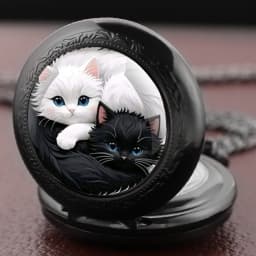 Yin Yang Cats Glass Dome Pocket Watch Arabic Numerals Vintage Gift Women's Necklace Pendant Clock Men's Watch Souvenirs Gifts