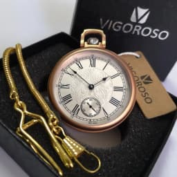Rose Gold 316L Stainless Steel Waterproof Pocket Watch Mechanical Movement Antique Vintage Luxury VOGOROSO Watch with Chain&Box