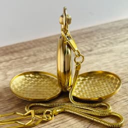 Luxury Smooth Golden Stainless Steel Mechanical Pocket Watch with Chain Fob Watch Tourbillon Moon-phase 24 Hours Sub-dial