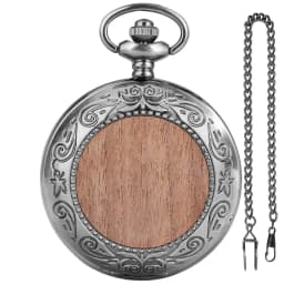 Multi‑Style Embossed Carved Alloy Pocket Watch Vintage Wood Decor Classic Quartz Pocket Watch Pendant Pocket Watch Gift Unisex