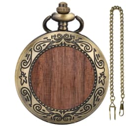 Multi‑Style Embossed Carved Alloy Pocket Watch Vintage Wood Decor Classic Quartz Pocket Watch Pendant Pocket Watch Gift Unisex