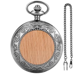 Multi‑Style Embossed Carved Alloy Pocket Watch Vintage Wood Decor Classic Quartz Pocket Watch Pendant Pocket Watch Gift Unisex