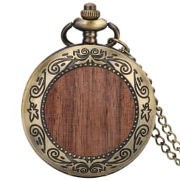 Multi‑Style Embossed Carved Alloy Pocket Watch Vintage Wood Decor Classic Quartz Pocket Watch Pendant Pocket Watch Gift Unisex