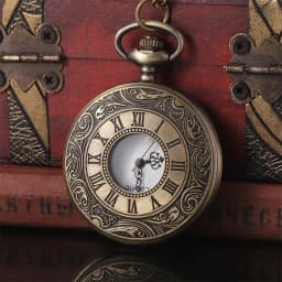 Roman Scale Display Vintage Pocket Watch Quartz Pendant Necklace Chain Bronze Chain Clock Silver Leisure Retro Hanging Watch