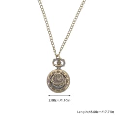 Retro Vintage Bronze Quartz Pocket Watch Necklace Hollow Flower Pendant Elegant Timepiece Fashion Gift for Men Women