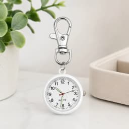 Mini Keychain Pocket Watch Number Dial Quartz Watch Clip‑On Carabiner Fob Watch Portable Timepiece for Medical Staff Students
