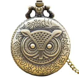 Retro Charm Neutral Fashion Owl Carving Quartz Steampunk Pocket Watch Men's and Women's Necklace Pendant Gift