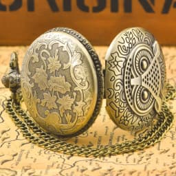 Retro Charm Neutral Fashion Owl Carving Quartz Steampunk Pocket Watch Men's and Women's Necklace Pendant Gift