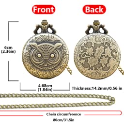 Retro Charm Neutral Fashion Owl Carving Quartz Steampunk Pocket Watch Men's and Women's Necklace Pendant Gift
