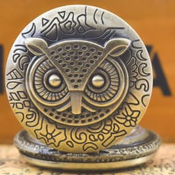 Retro Charm Neutral Fashion Owl Carving Quartz Steampunk Pocket Watch Men's and Women's Necklace Pendant Gift