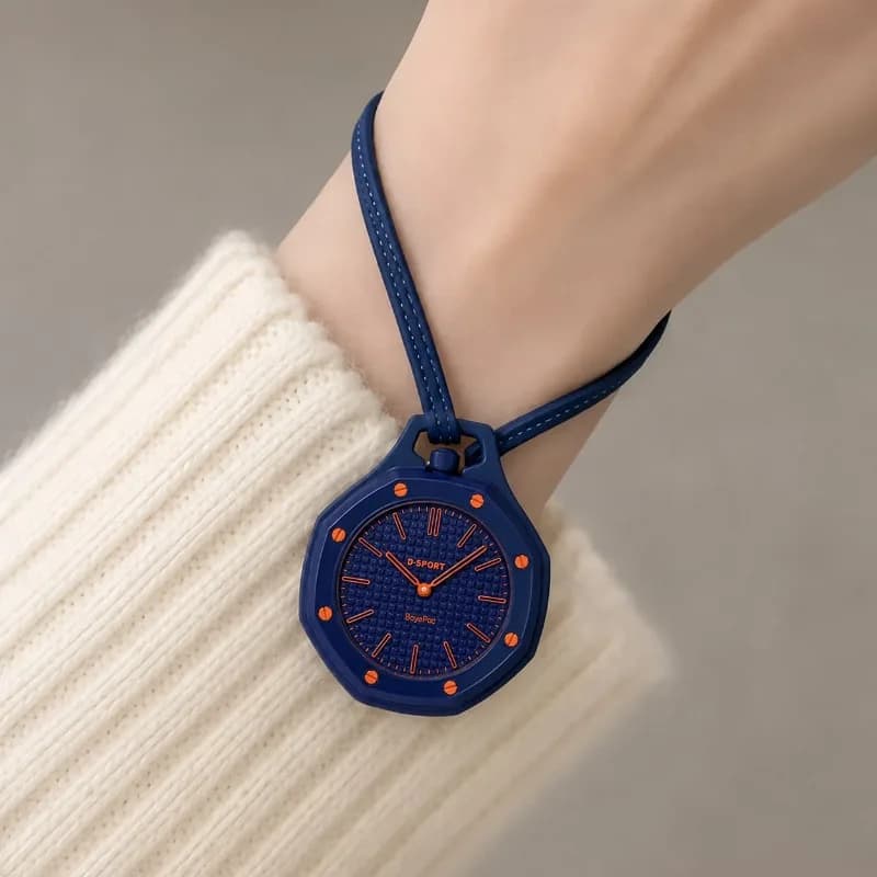 New Fashion Octagonal Pocket Watch Simple Hanging Necklace Quartz Watch Students Neck Pendant Watches Top Gifts for Men Women