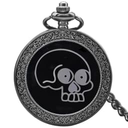 Retro Charm Neutral Fashion Skull Printed Quartz Pocket Watch Steampunk Men's and Women's Necklace Pendant Gift