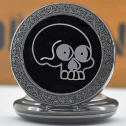 Retro Charm Neutral Fashion Skull Printed Quartz Pocket Watch Steampunk Men's and Women's Necklace Pendant Gift