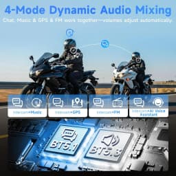 Moman Motorcycle Intercom H2S Motorbike Helmet Speaker 2-Way 1000M Communication Headset with Triple Noise Cancellation Hi-Fi