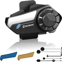 Moman Motorcycle Intercom H2S Motorbike Helmet Speaker 2-Way 1000M Communication Headset with Triple Noise Cancellation Hi-Fi